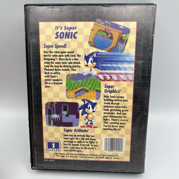 Sonic the Hedgehog (Sega Genesis, 1991) With Box - Picture 3 of 10